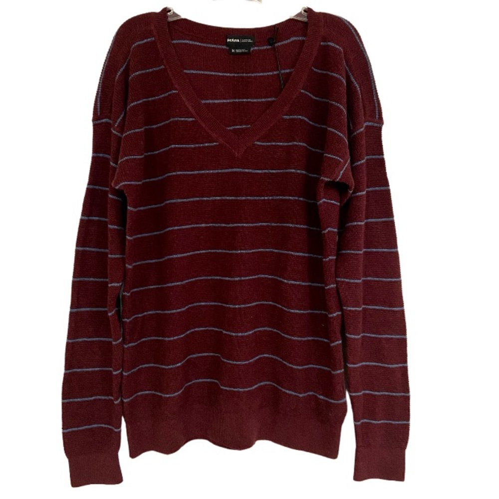PRANA Women's Milani V-Neck Shirt Maroon Stripe Size Medium New - Picture 3 of 9